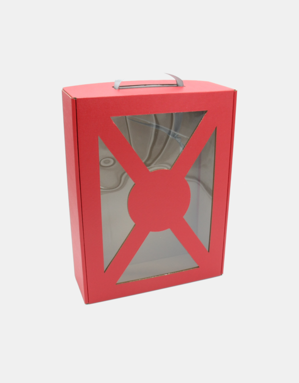 Pudełko prezentowe z okienkiem, 9.4x25.7x35cm, W26 P104, czerwone