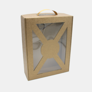 Pudełko prezentowe z okienkiem, 9.4x25.7x35cm, W26 P111, złote